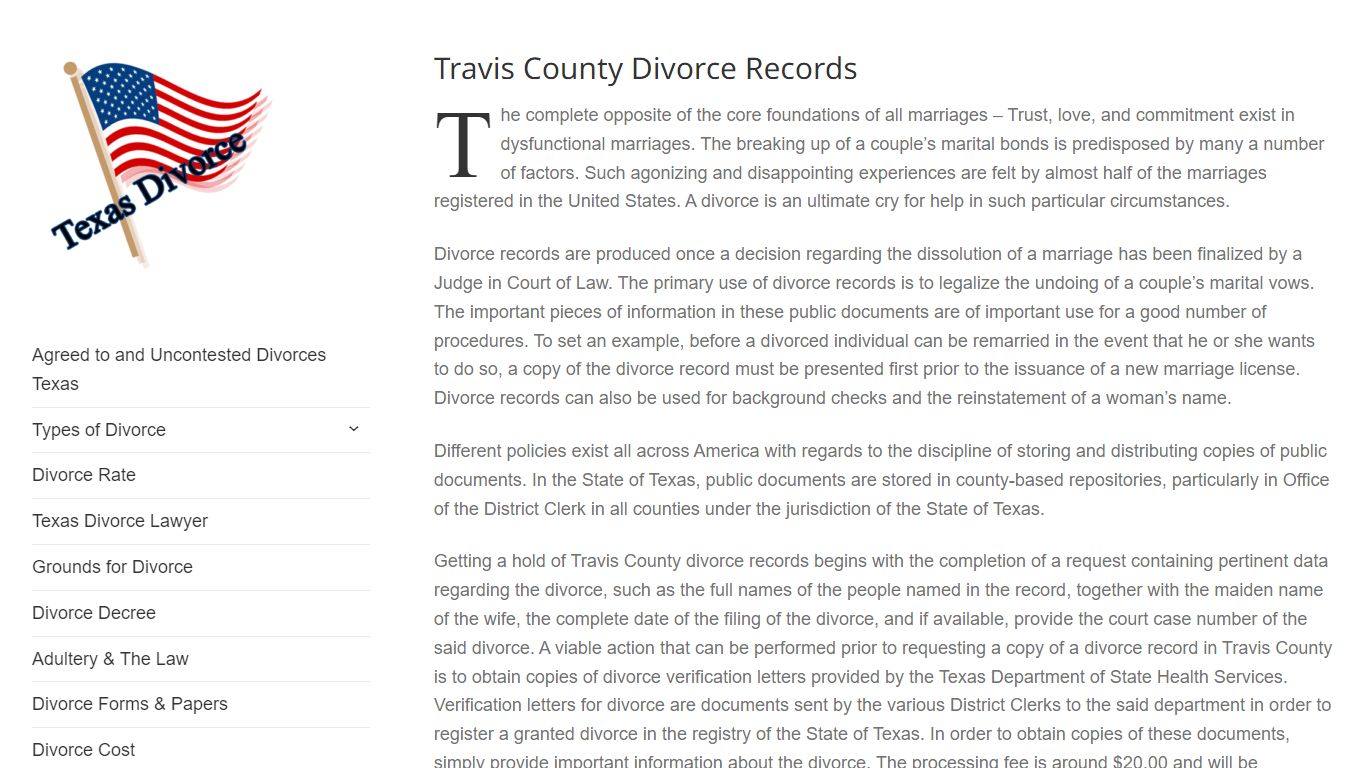 Travis County Divorce Records – Divorce in Texas
